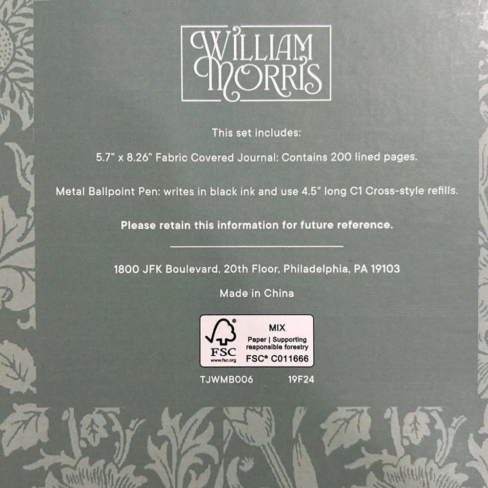 William Morris Pink Journal‎ and Pen Set